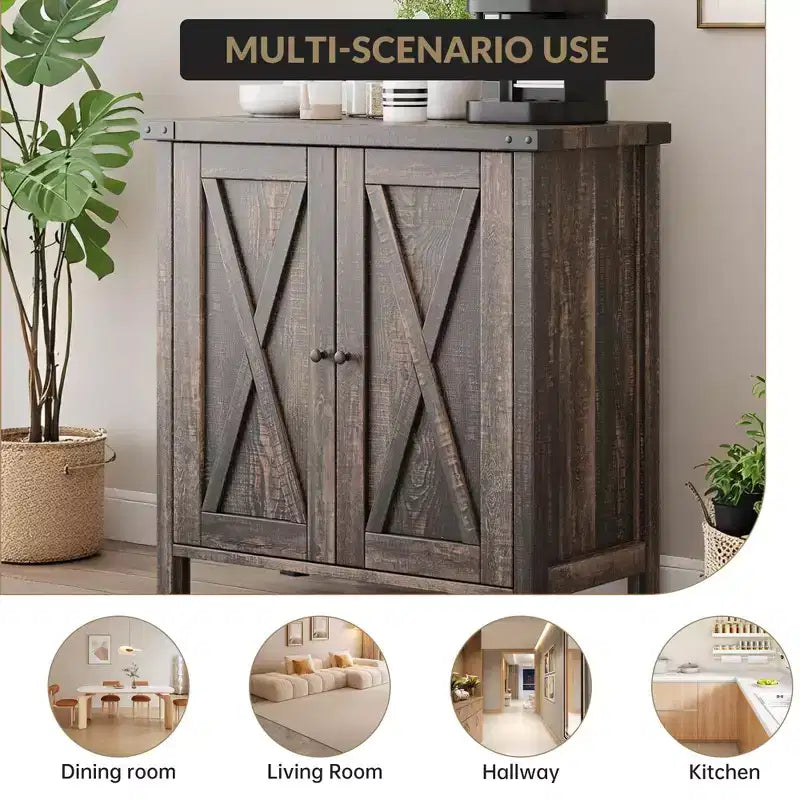 29.9 Buffet Bahut avec Étagères Réglables et 2 Portes, Meuble d'Appoint Console pour Entrée