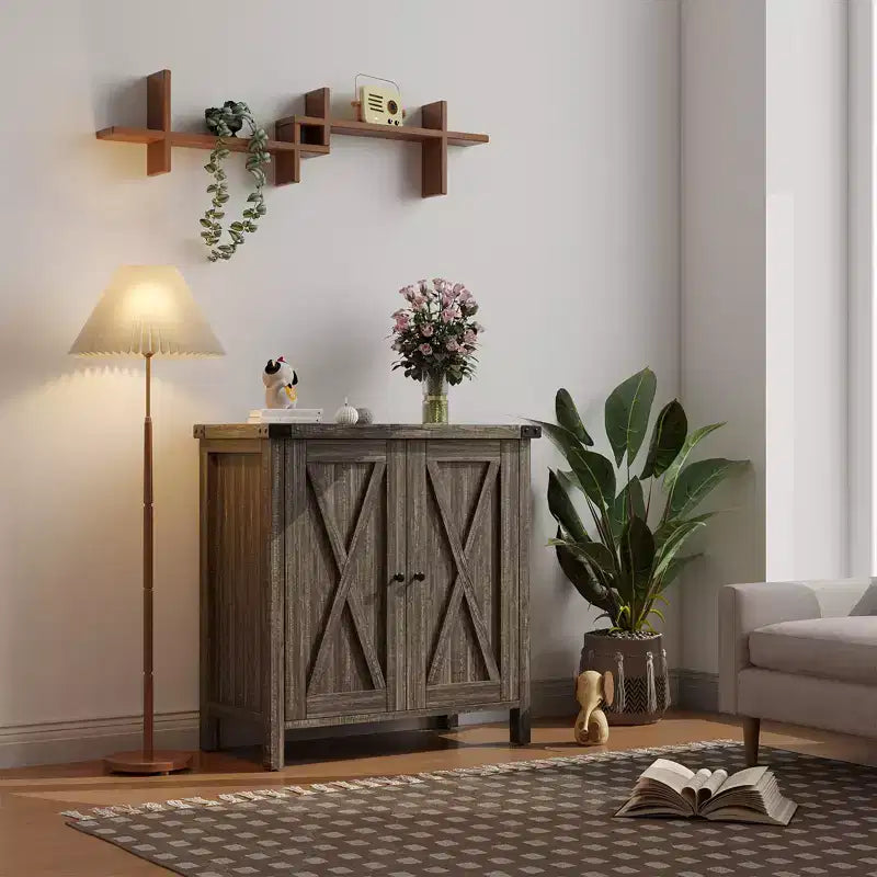 29.9 Buffet Bahut avec Étagères Réglables et 2 Portes, Meuble d'Appoint Console pour Entrée