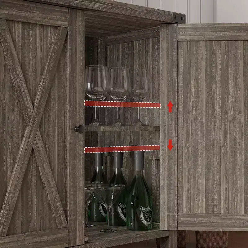 29.9 Buffet Bahut avec Étagères Réglables et 2 Portes, Meuble d'Appoint Console pour Entrée