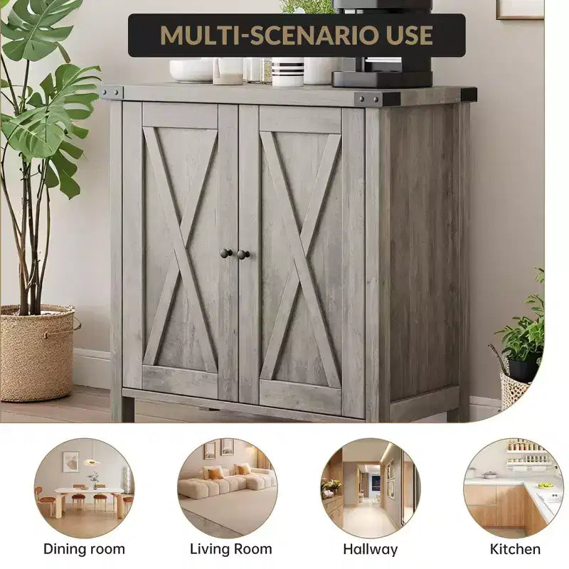 29.9 Buffet Bahut avec Étagères Réglables et 2 Portes, Meuble d'Appoint Console pour Entrée