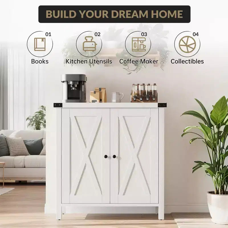 29.9 Buffet Bahut avec Étagères Réglables et 2 Portes, Meuble d'Appoint Console pour Entrée