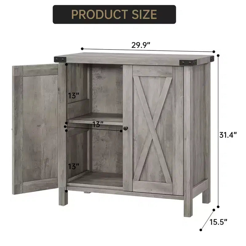 29.9 Buffet Bahut avec Étagères Réglables et 2 Portes, Meuble d'Appoint Console pour Entrée