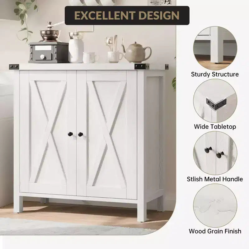 29.9 Buffet Bahut avec Étagères Réglables et 2 Portes, Meuble d'Appoint Console pour Entrée
