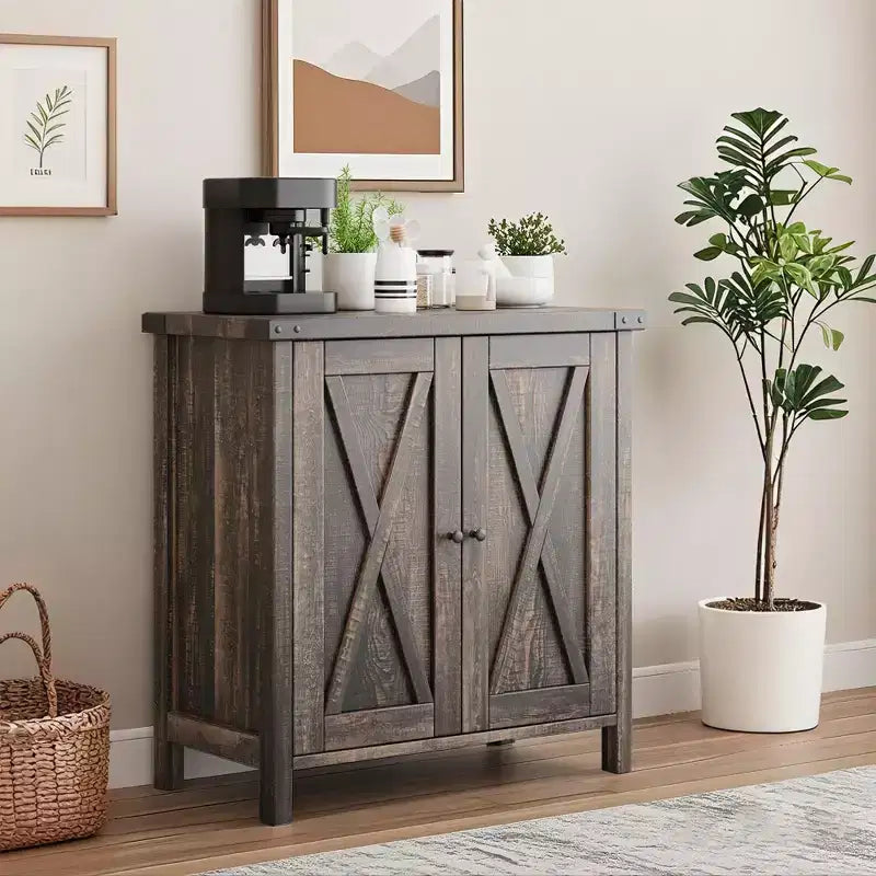 29.9 Buffet Bahut avec Étagères Réglables et 2 Portes, Meuble d'Appoint Console pour Entrée