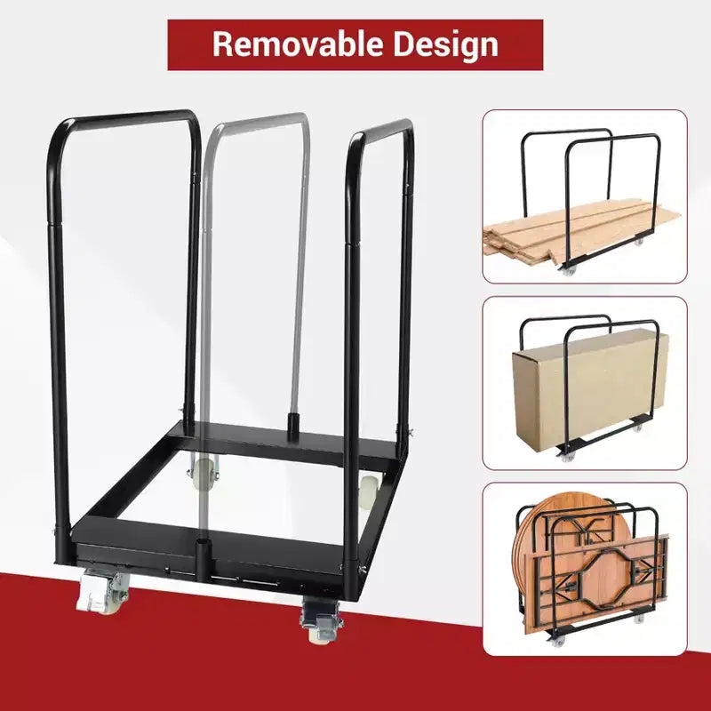 Chariot de transport pour plaques de plâtre, chariot de plateforme en acier robuste d'une capacité de 680 kg avec 4 roues, chariot utilitaire pliable pour plaques de plâtre, bois, matelas