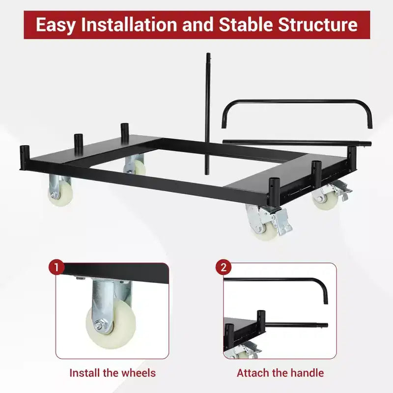 Chariot de transport pour plaques de plâtre, chariot de plateforme en acier robuste d'une capacité de 680 kg avec 4 roues, chariot utilitaire pliable pour plaques de plâtre, bois, matelas