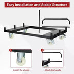 Chariot de transport pour plaques de plâtre, chariot de plateforme en acier robuste d'une capacité de 680 kg avec 4 roues, chariot utilitaire pliable pour plaques de plâtre, bois, matelas