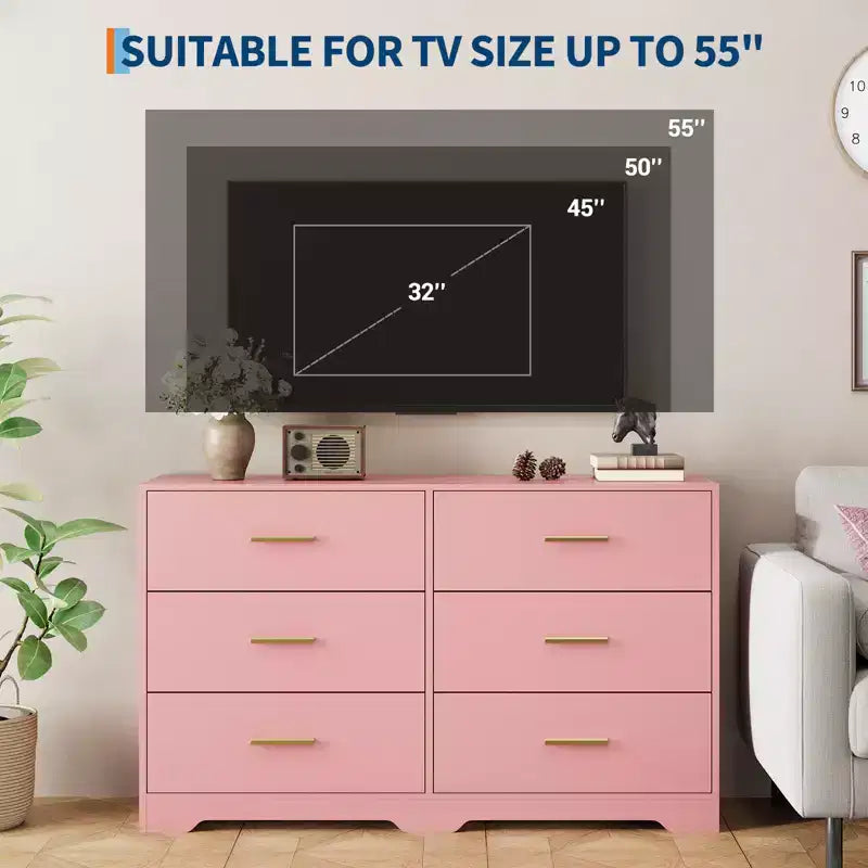 Commode à 6 tiroirs profonds avec dispositif anti-basculement, commode moderne pour la maison, le bureau et le salon