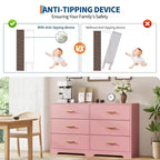 Commode à 6 tiroirs profonds avec dispositif anti-basculement, commode moderne pour la maison, le bureau et le salon