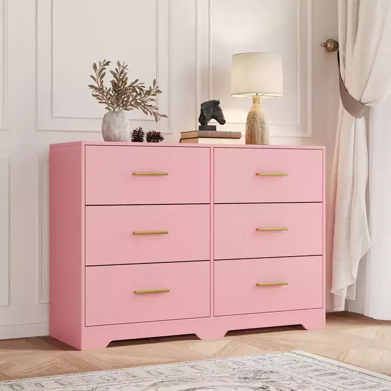 Commode à 6 tiroirs profonds avec dispositif anti-basculement, commode moderne pour la maison, le bureau et le salon