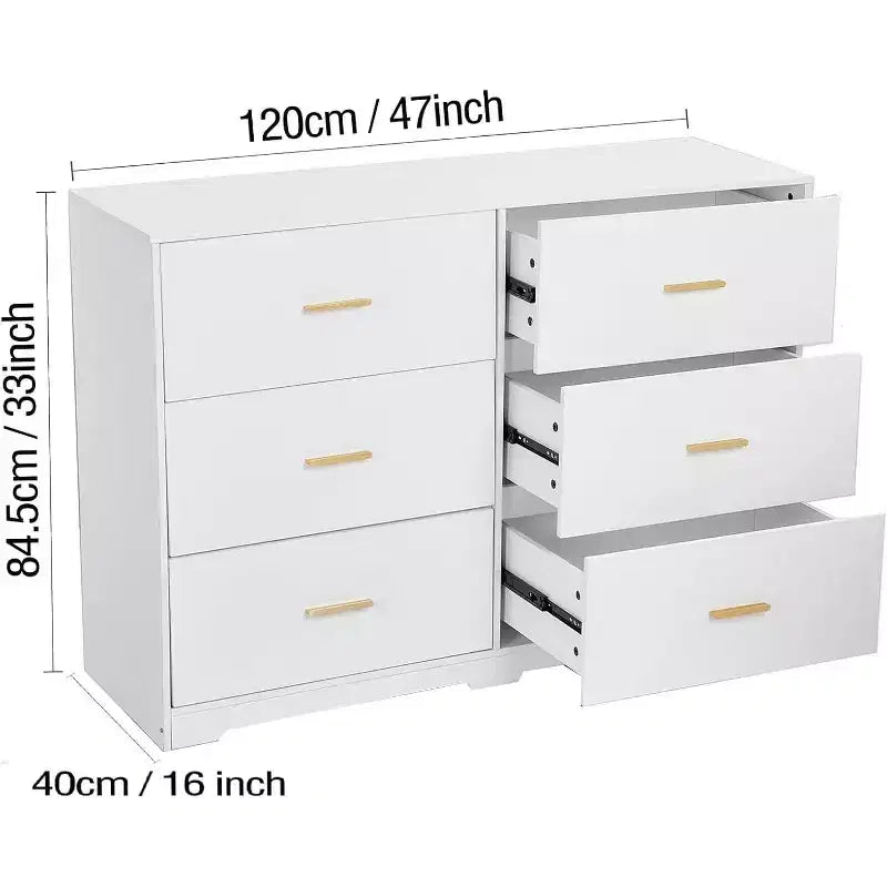 Commode à 6 tiroirs profonds avec dispositif anti-basculement, commode moderne pour la maison, le bureau et le salon