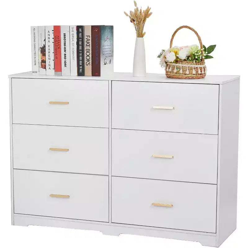 Commode à 6 tiroirs profonds avec dispositif anti-basculement, commode moderne pour la maison, le bureau et le salon