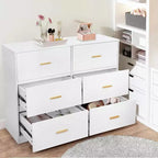 Commode à 6 tiroirs profonds avec dispositif anti-basculement, commode moderne pour la maison, le bureau et le salon