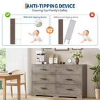 Commode à 6 tiroirs profonds avec dispositif anti-basculement, commode moderne pour la maison, le bureau et le salon