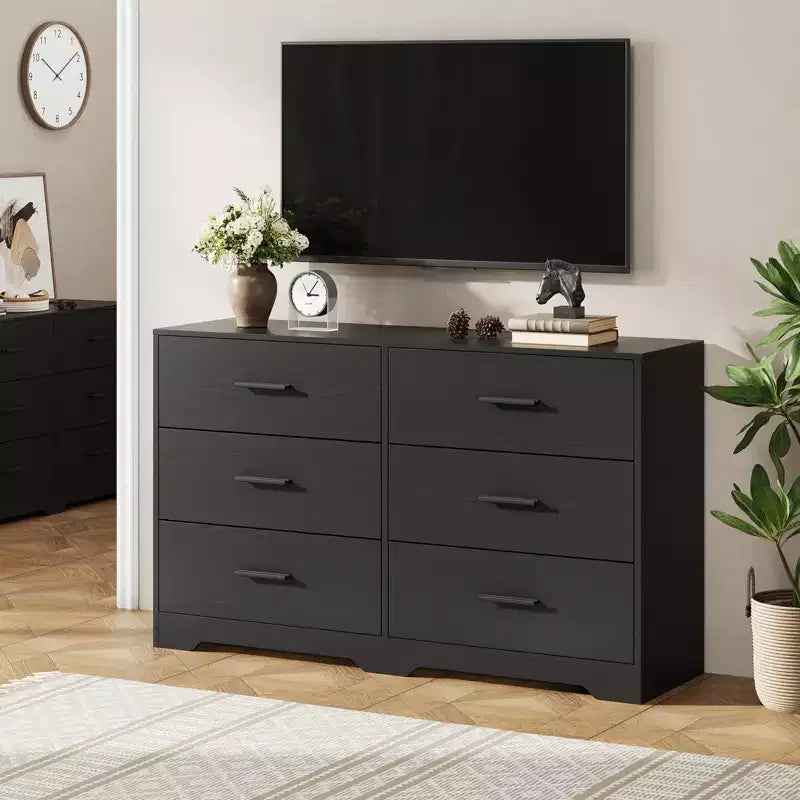Commode à 6 tiroirs profonds avec dispositif anti-basculement, commode moderne pour la maison, le bureau et le salon