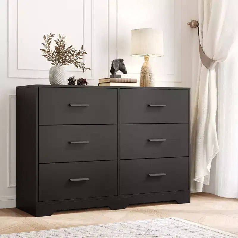 6-Drawer Chest of Drawers with Deep Drawers and Anti-Tip Device, Modern Dresser for Home, Office & Living Room