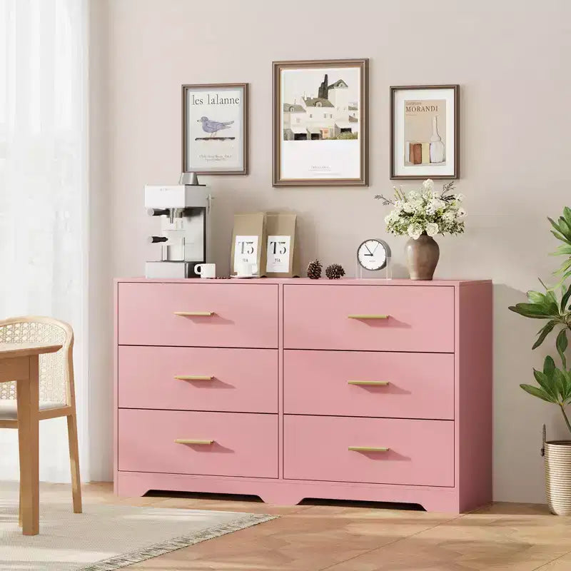 Commode à 6 tiroirs profonds avec dispositif anti-basculement, commode moderne pour la maison, le bureau et le salon