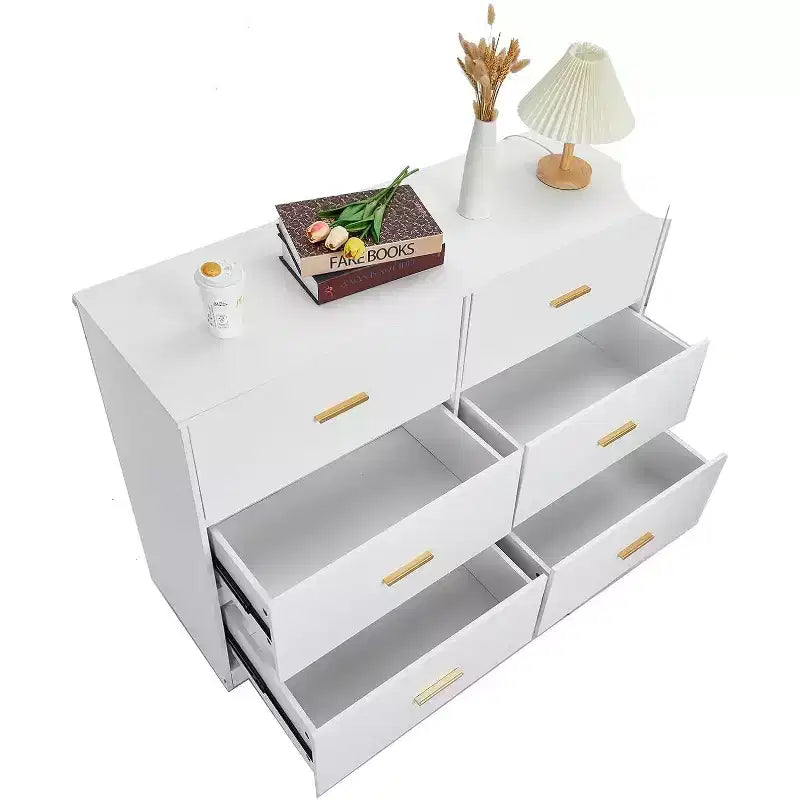 Commode à 6 tiroirs profonds avec dispositif anti-basculement, commode moderne pour la maison, le bureau et le salon