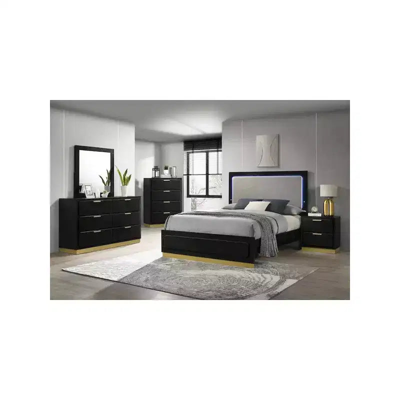 Coaster, Table de chevet 2 tiroirs Caraway Noir