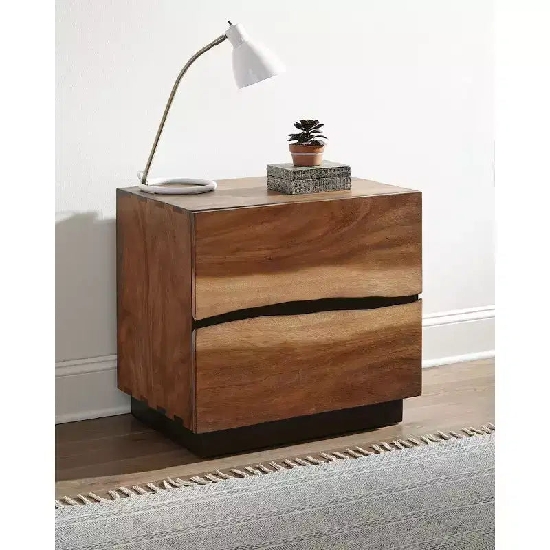 Coaster, Table de chevet à 2 tiroirs Winslow Noyer fumé