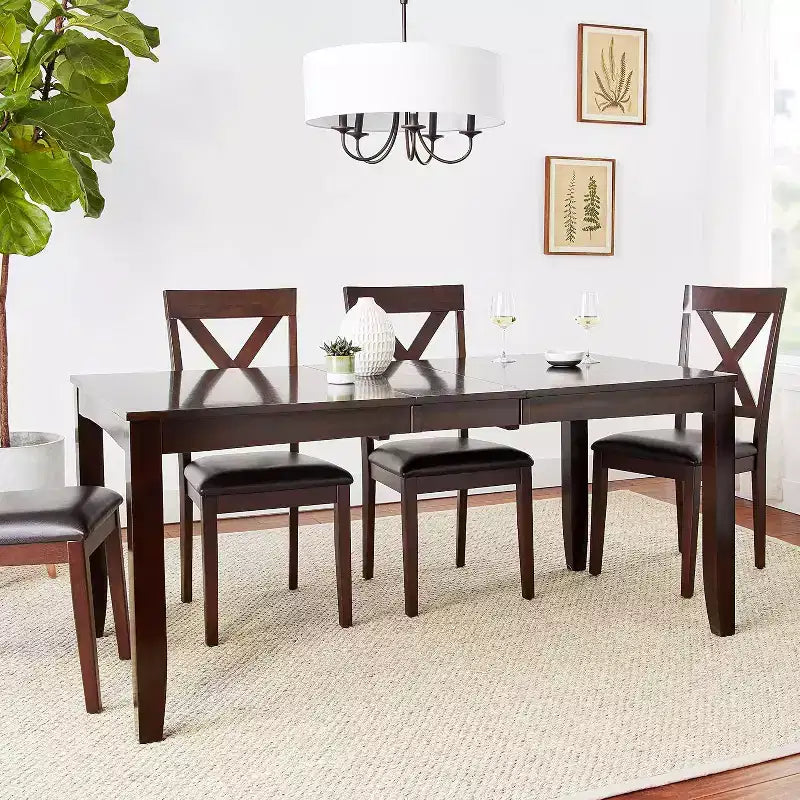 Table de salle à manger rectangulaire HomeStock 36x66 avec rallonge intégrée