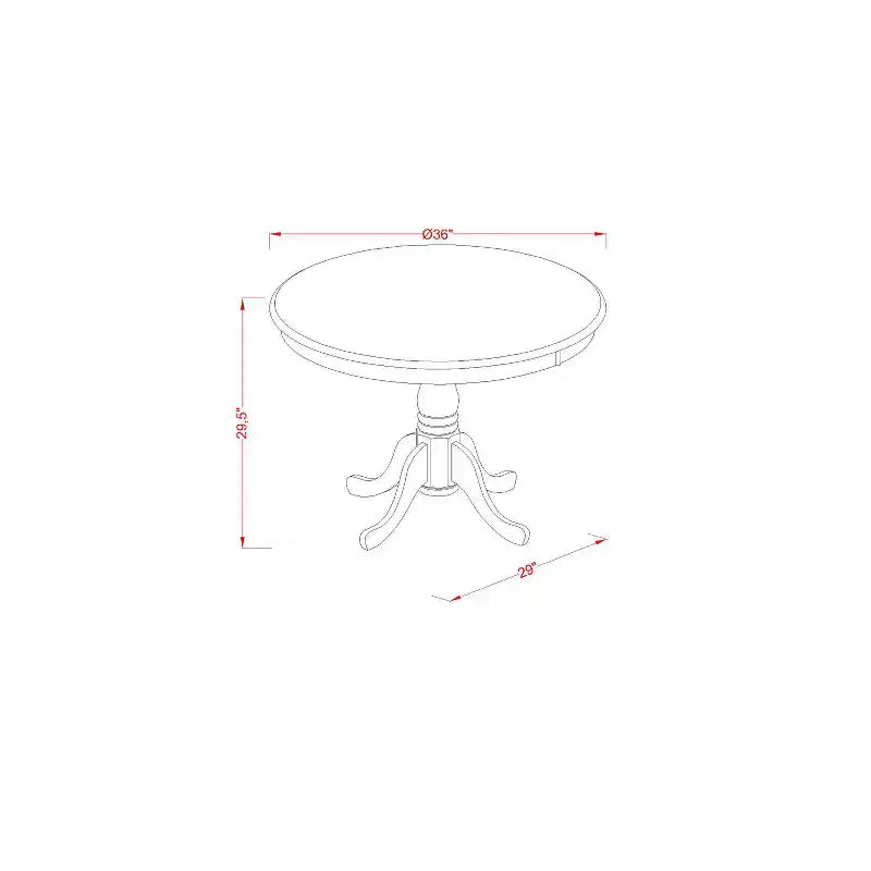 Table à manger HomeStock en bois d'hévéa, ronde de 36 pouces