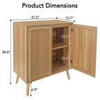 31.5 Armoire de rangement, Buffet d'entrée avec portes décorées en rotin et étagères réglables