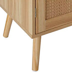 31.5 Armoire de rangement, Buffet d'entrée avec portes décorées en rotin et étagères réglables