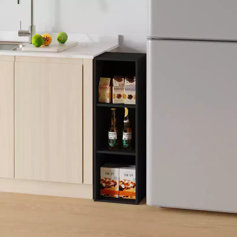 HOMLUX Étagère bibliothèque 3 niveaux ouverte, support de rangement polyvalent avec tablettes réglables Noir/Blanc
