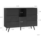 Buffet moderne Acekool avec lumières LED, meuble de rangement haute brillance pour cuisine, salle à manger et salon