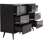 Buffet moderne Acekool avec lumières LED, meuble de rangement haute brillance pour cuisine, salle à manger et salon
