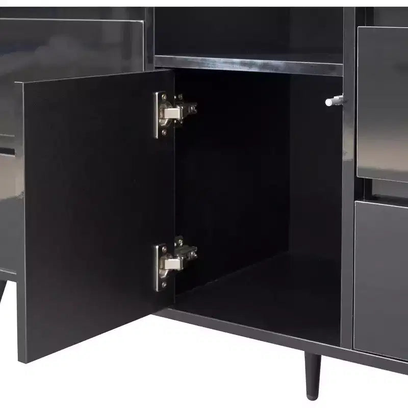 Buffet moderne Acekool avec lumières LED, meuble de rangement haute brillance pour cuisine, salle à manger et salon