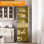 Armoire de rangement haute, bibliothèque avec étagères réglables, armoire de style ferme pour salon, salle de bain, grise