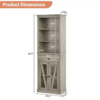 Armoire de rangement haute, bibliothèque avec étagères réglables, armoire de style ferme pour salon, salle de bain, grise