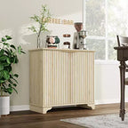 Bahut de Rangement Buffet avec Rainures, Armoire de Rangement de Cuisine à 2 Portes, Meuble Buffet Bar à Café avec Étagères Réglables