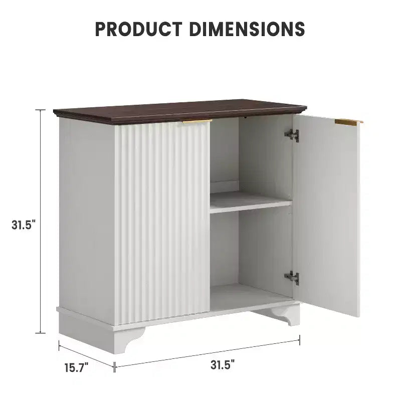 Bahut de Rangement Buffet avec Rainures, Armoire de Rangement de Cuisine à 2 Portes, Meuble Buffet Bar à Café avec Étagères Réglables