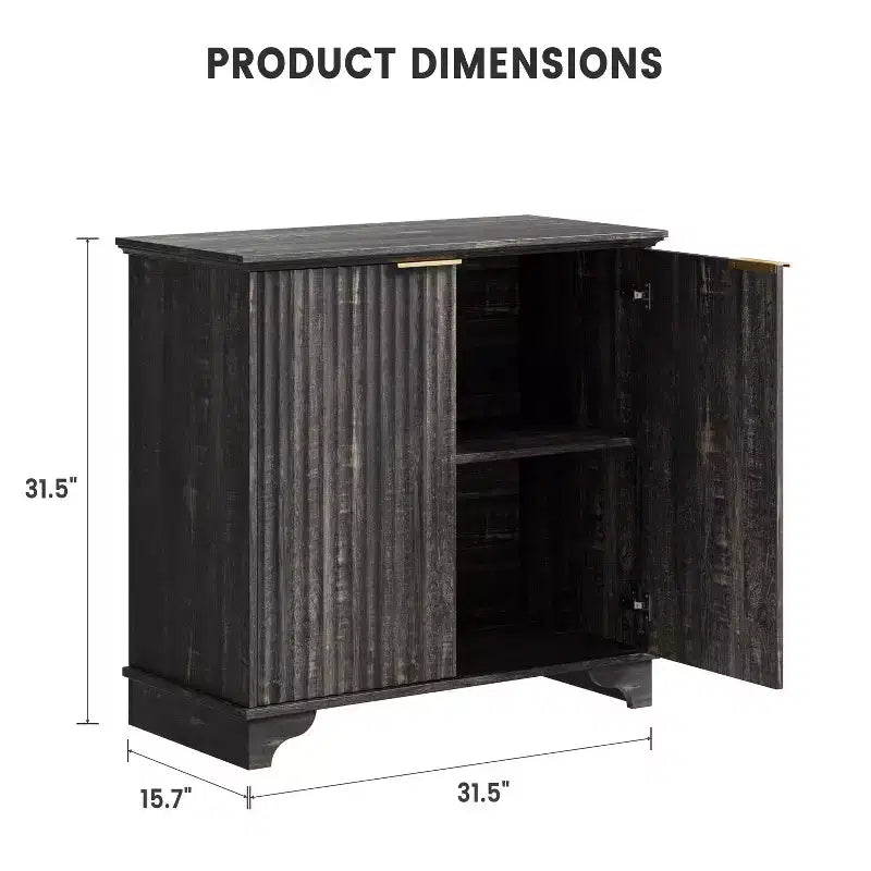 Bahut de Rangement Buffet avec Rainures, Armoire de Rangement de Cuisine à 2 Portes, Meuble Buffet Bar à Café avec Étagères Réglables