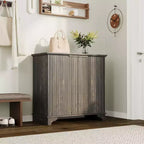 Bahut de Rangement Buffet avec Rainures, Armoire de Rangement de Cuisine à 2 Portes, Meuble Buffet Bar à Café avec Étagères Réglables