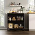 Bahut de Rangement Buffet avec Rainures, Armoire de Rangement de Cuisine à 2 Portes, Meuble Buffet Bar à Café avec Étagères Réglables