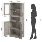 Meuble Colonne de Salle de Bain Haute GustoWave, Meuble de Rangement sur Pied avec Portes en Verre et Étagères et Tiroirs Réglables, Colonne de 170 cm pour Cuisine