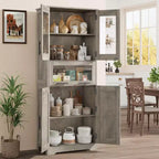 Meuble Colonne de Salle de Bain Haute GustoWave, Meuble de Rangement sur Pied avec Portes en Verre et Étagères et Tiroirs Réglables, Colonne de 170 cm pour Cuisine