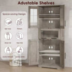 Meuble Colonne de Salle de Bain Haute GustoWave, Meuble de Rangement sur Pied avec Portes en Verre et Étagères et Tiroirs Réglables, Colonne de 170 cm pour Cuisine