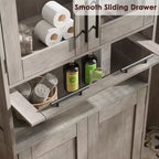 Meuble Colonne de Salle de Bain Haute GustoWave, Meuble de Rangement sur Pied avec Portes en Verre et Étagères et Tiroirs Réglables, Colonne de 170 cm pour Cuisine