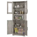Meuble Colonne de Salle de Bain Haute GustoWave, Meuble de Rangement sur Pied avec Portes en Verre et Étagères et Tiroirs Réglables, Colonne de 170 cm pour Cuisine