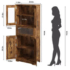 Meuble Colonne de Salle de Bain Haute GustoWave, Meuble de Rangement sur Pied avec Portes en Verre et Étagères et Tiroirs Réglables, Colonne de 170 cm pour Cuisine