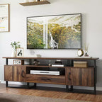 TROPOW Mid Century Modern TV Stand - 75 Inch Entertainment Center with Storage & Drawer, Industrial Console for Living Room, Rustic Brown