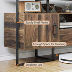 Meuble TV moderne du milieu du siècle TROPOW - Meuble de divertissement de 190 cm avec rangement et tiroir, console industrielle pour salon, marron rustique