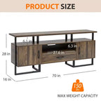 Meuble TV moderne du milieu du siècle TROPOW - Meuble de divertissement de 190 cm avec rangement et tiroir, console industrielle pour salon, marron rustique