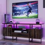 Meuble TV moderne du milieu du siècle TROPOW - Meuble de divertissement de 190 cm avec rangement et tiroir, console industrielle pour salon, marron rustique