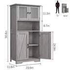 Meuble de Salle de Bain Haut avec 4 Portes et Étagères Réglables, Meuble de Rangement de Salle de Bain Autonome de 50 cm, Armoire de Ferme pour Cuisine, Salon